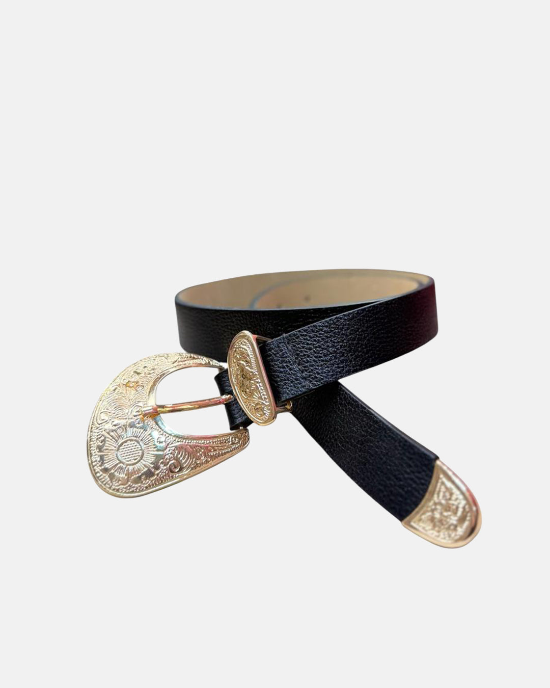 Cinto Negro con herraje dorado