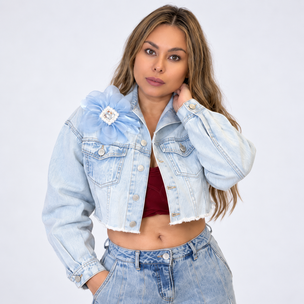 Chaqueta Denim Flor