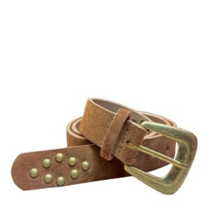 Cinto gamuza tachas caramelo